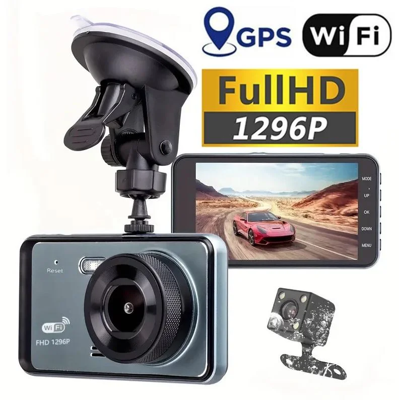 Y6 WIFI Автомобилен видеорегистратор предна и задна камера с WiFi, 1080P, нощно виждане, паркинг мониторинг и 170° широк ъгъл