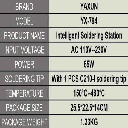 YAXUN YX-794 65W Професионална автоматична запояваща станция за заспиване с цифров дисплей