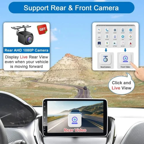 YB-10 10″ Автомобилен мултимедиен плейър ANDROID 1 DIN 10″ въртящ се дисплей HC8227, 4GB + 64GB, IPS, CarPlay, Android Auto, Bluetooth, WiFi, GPS