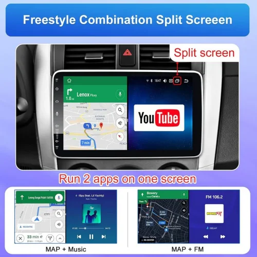 YB-10 10″ Автомобилен мултимедиен плейър ANDROID 1 DIN 10″ въртящ се дисплей HC8227, 4GB + 64GB, IPS, CarPlay, Android Auto, Bluetooth, WiFi, GPS