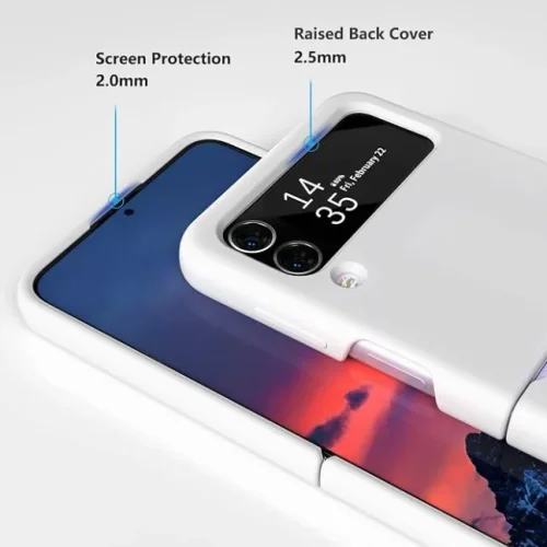 Z15 Silicone case + Пръстен за Samsung Z Flip 4 от 2 части – Бял