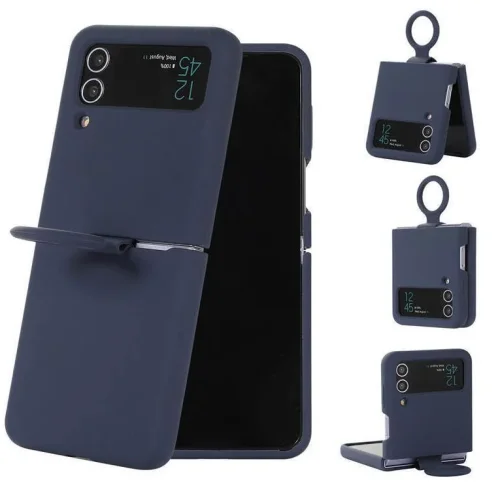 Z15 Silicone case + Пръстен за Samsung Z Flip 4 от 2 части – Черен