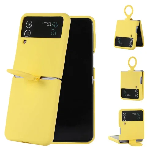 Z15 Silicone case + Пръстен за Samsung Z Flip 4 от 2 части – Жълт