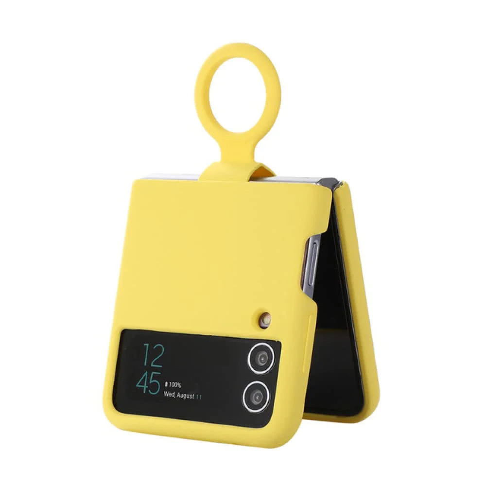 Z15 Silicone case + Пръстен за Samsung Z Flip 4 от 2 части – Жълт