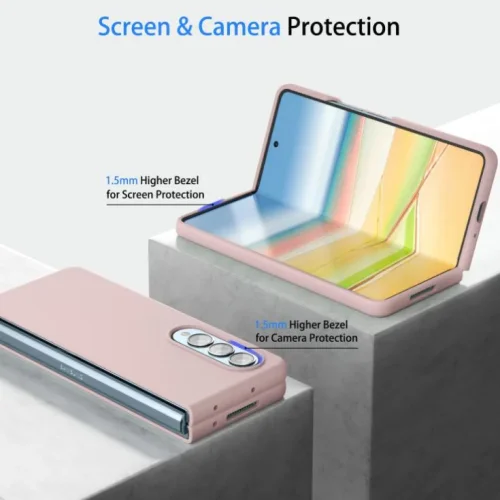 Z15 Silicone case за Samsung Z Fold 7 от 2 части – Бледо розов