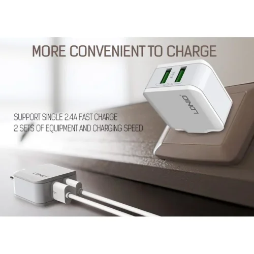 Зарядно устройство LDNIO 2201 2.4A 2 port – Lightning