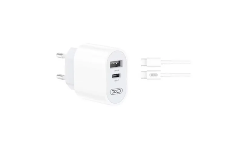 Зарядно XO-L97 12W 2 входа USB-C/USB бързо зареждане 2.4A USB-C/USB-C