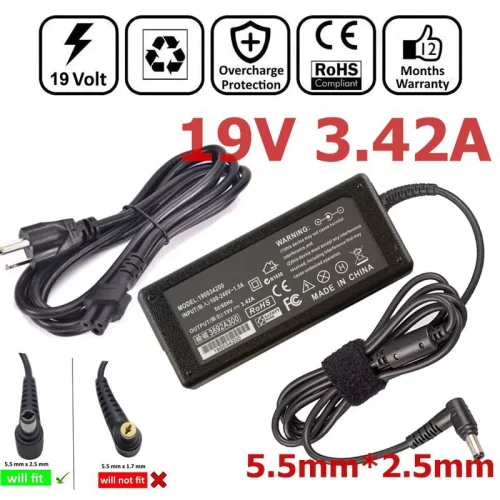 Зарядно за лаптоп Toshiba 19V 3.42A 5.5*2.5mm 65 вата
