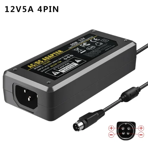 Зарядно захранване за устройства 220V-12V 5A букса 2.5*5.5 4 PIN Пина