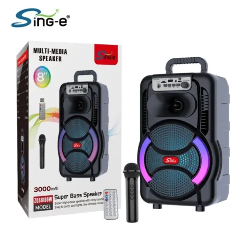 ZQC 8166 Подвижна Караоке 8“ Sing-e 15W тонколона + 1 Жичен Микрофон