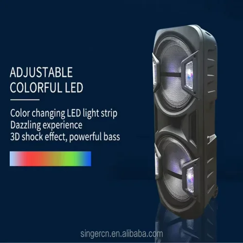 ZQS15201 Мощна Bluetooth Караоке Тонколона Sing-e , 100W, 2 x 15″, RGB LED, TWS, FM, USB, TF, 1 Безжичен Микрофон