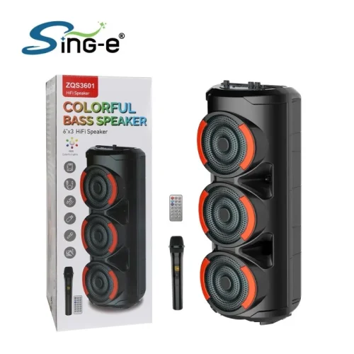 ZQS3601 Подвижна Тройна Караоке 3×6.5“ Sing-e 60W тонколона + безжичен микрофон