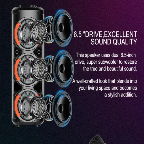 ZQS3601 Подвижна Тройна Караоке 3×6.5“ Sing-e 60W тонколона + безжичен микрофон
