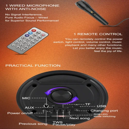 ZQS4239 Подвижна Караоке 2×4“ Sing-e 15W тонколона + 1 Жичен Микрофон