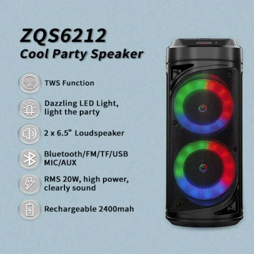 ZQS6212 Портативна Двойна Караоке 2×6.5“ 10Wx2 Sing-e тонколона + жичен микрофон 3000mAh