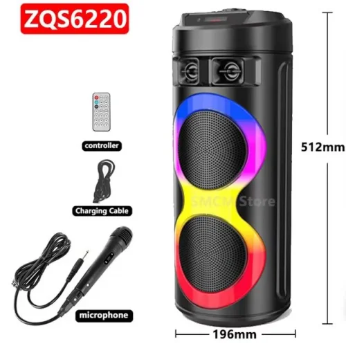 ZQS6220 Портативна Двойна Караоке 2×6.5“ 10Wx2 Sing-e тонколона + жичен микрофон 300mAh