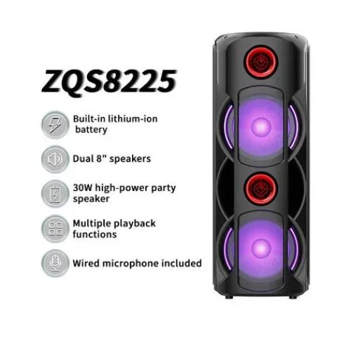 ZQS8225 Портативна Двойна Караоке 8“ Sing-e 30W тонколона + жичен микрофон