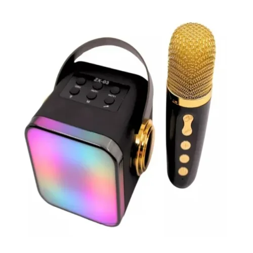 ZX-03 ( Черен ) Караоке мини преносим Практичен Bluetooth високоговорител с 1бр. комплект микрофон