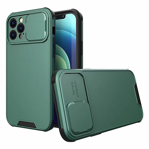 Samsung Galaxy A22 4G / Кейс с slide camera cover – Зелен