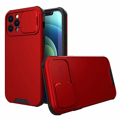 Samsung Galaxy A22 4G / Кейс с slide camera cover – Червен