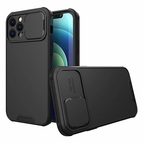 Samsung Galaxy A22 4G / Кейс с slide camera cover – Черен