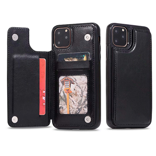 Samsung Galaxy Note20 Ultra / Case портфейл със слотове за кредитни карти, кожен, магнитно закопчаване – Черен