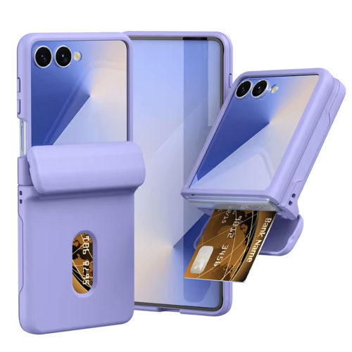 Луксозен калъф със слот за карти за Samsung Galaxy Z Flip 8 лилав