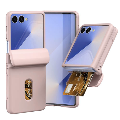 Луксозен калъф със слот за карти за Samsung Galaxy Z Flip 8 розов