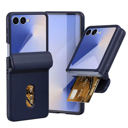 Луксозен калъф със слот за карти за Samsung Galaxy Z Flip 8 син