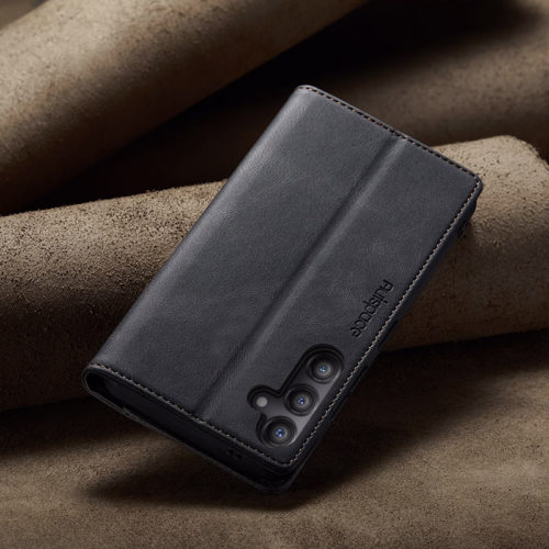 Оригинален кожен калъф за Samsung Galaxy A08 черен 28