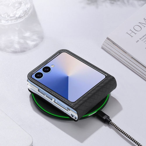 Оригинален кожен калъф за Samsung Galaxy Z Flip 8 черен зареждане