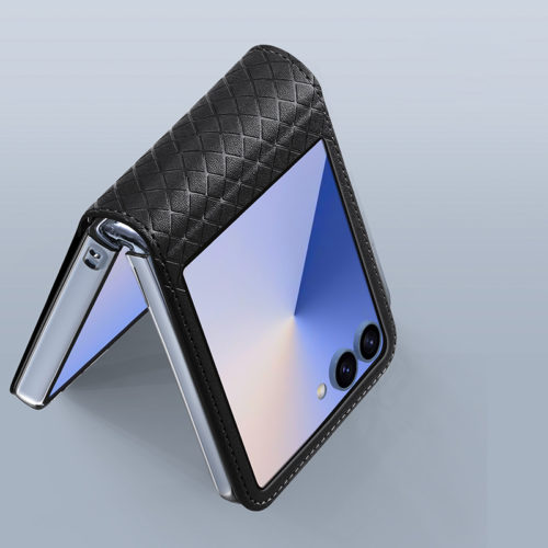 Оригинален кожен калъф за Samsung Galaxy Z Flip 8 черен затворен