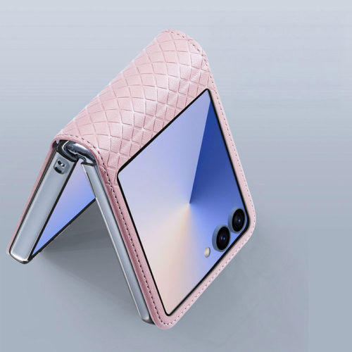 Оригинален кожен калъф за Samsung Galaxy Z Flip 8 розов затворен