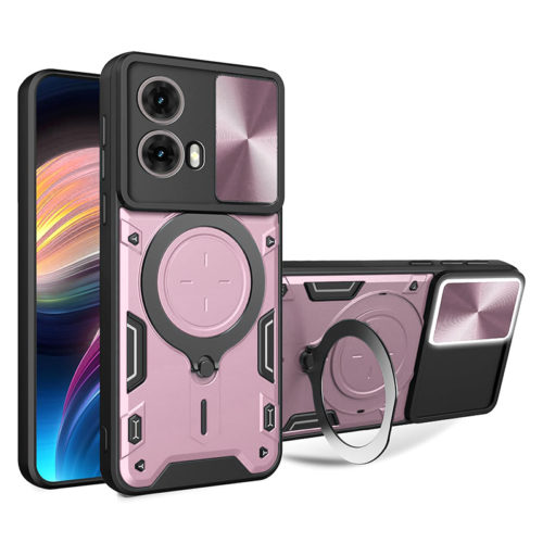 Удароустойчив калъф с ринг за Motorola Moto G86 розов