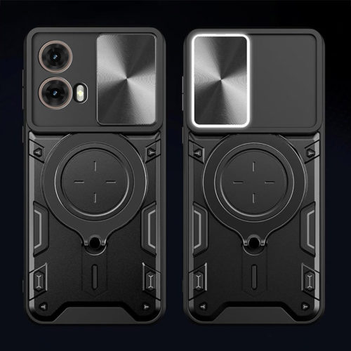 Удароустойчив калъф с ринг за Motorola Moto G86 розов защита камера