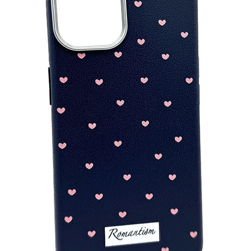 Кейс тпу за Realme Note 60 – Тъмносин с розови сърчица “Romanticism”